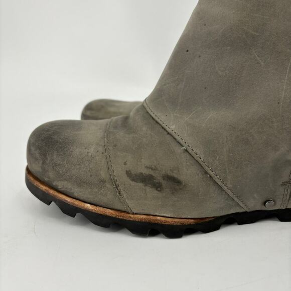 Sorel Lea Hidden Wedge Chelsea Ankle Boots Gray Leather Pull On Women's Size 10 - Picture 4 of 12